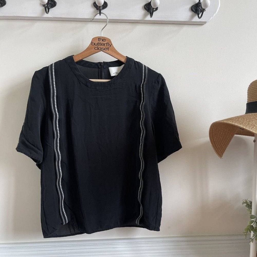 3.1 Phillip Lim Silk Blouse, Size M, Black